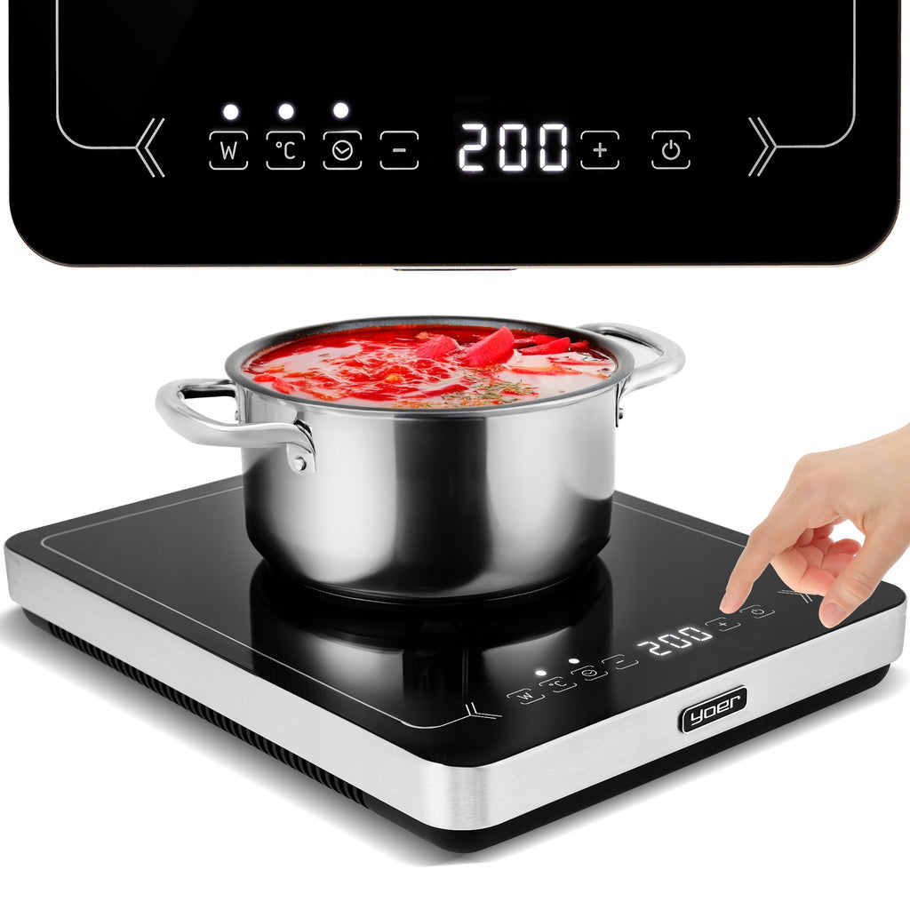 Przenośna płyta indukcyjna IH01S 3000 W 12 poziomów mocy 10 poziomów temperatury timer 180 min szkło kryształowe