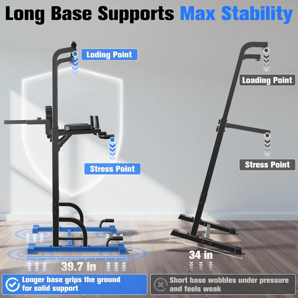 Station de musculation Power Tower 5 en 1 avec barre de traction dips charge 200 kg structure acier 224 cm