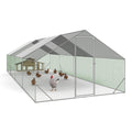 Enclos poulailler 24 m² 8x3x2 m parc grillagé acier galvanisé avec bâche imperméable anti-UV protection animaux extérieurs