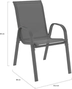 Salon de jardin Madrid 8 places table 190 x 80 cm 8 chaises empilables plateau verre trempé acier gris anthracite