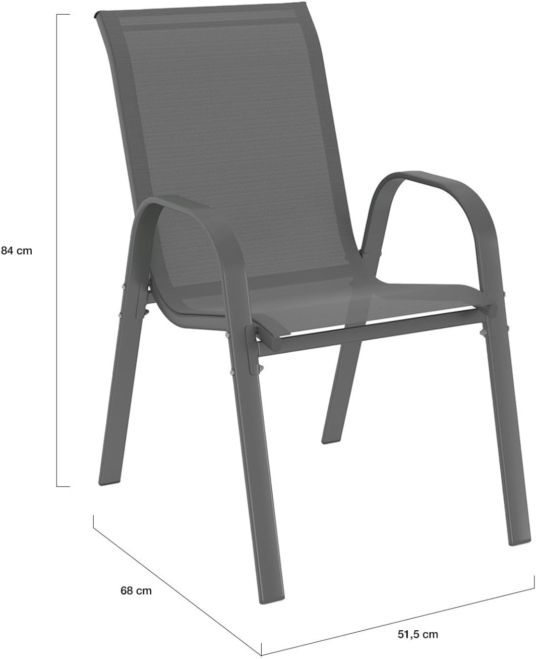 Salon de jardin Madrid 8 places table 190 x 80 cm 8 chaises empilables plateau verre trempé acier gris anthracite