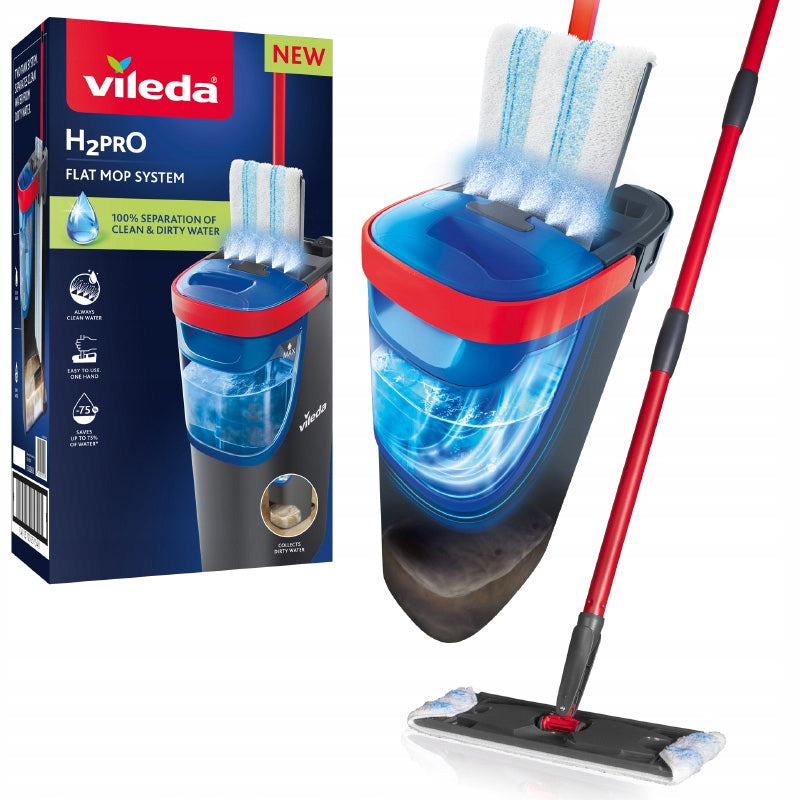 Zestaw mop płaski H2prO z wiadrem 2 zbiorniki system separacji czystej i brudnej wody do mycia podłóg