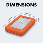 Disque dur externe portable Rugged Mini 2 To USB 3.0 2,5 pouces résistant chocs pression PC Mac iPad iPhone orange