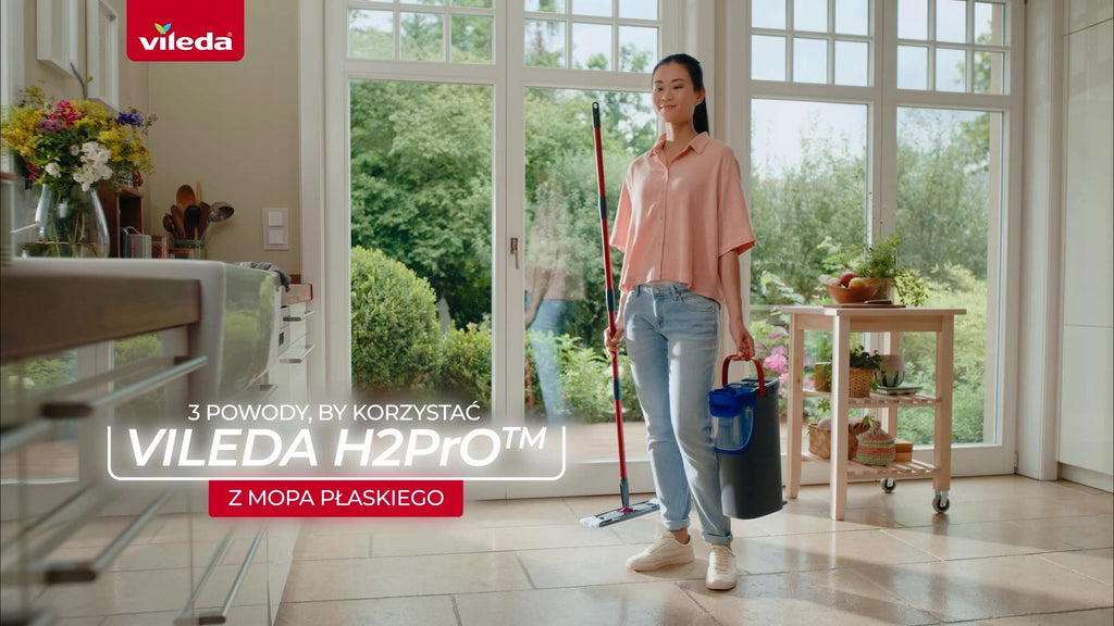 Zestaw mop płaski H2prO z wiadrem 2 zbiorniki system separacji czystej i brudnej wody do mycia podłóg