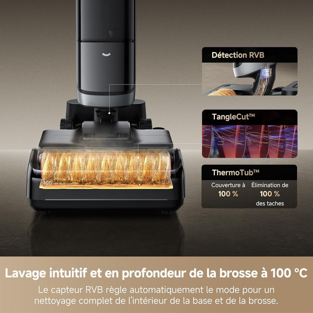 Aspirateur laveur H15 Pro Heat nettoyage sols 85°C bras robotisé IA 22000Pa séchage 5 min contrôle app