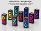 Machine karaoké portable 60 W haut-parleur Bluetooth 5.3 avec 2 microphones sans fil lumières disco USB TF AUX noir