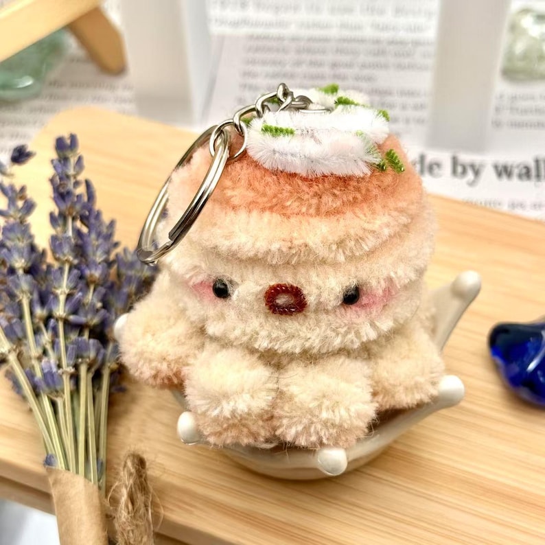 Pluszowy brelok do kluczy Takoyaki – uroczy brelok do torebki, ręcznie robiony