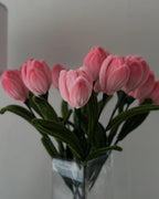 Gradient różowy bukiet tulipanów ręcznie robiony z drucika szenilowego 40 cm 13 łodyg kompozycja kwiatowa