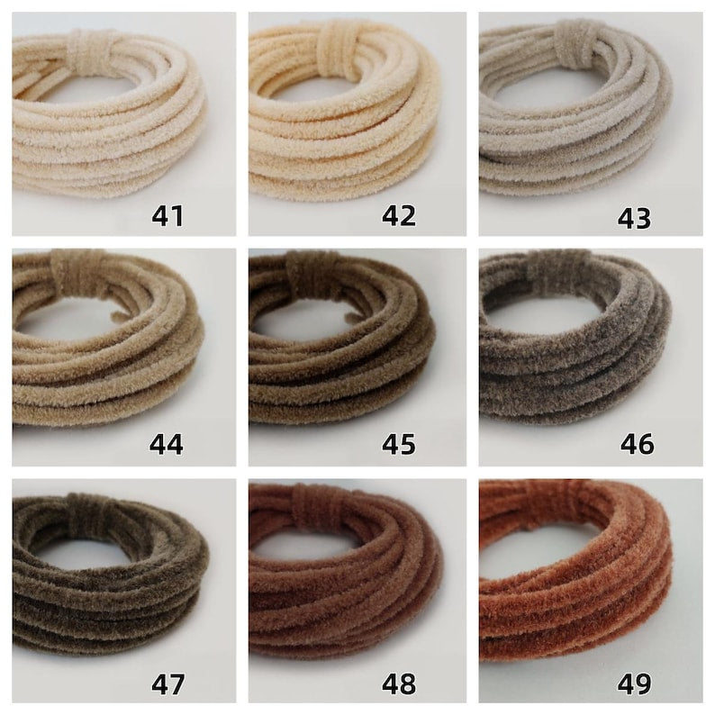 Wełniane druciki czyszczące 3 mm x 120 cm, miękkie trzonki szenilowe, różne kolory do majsterkowania