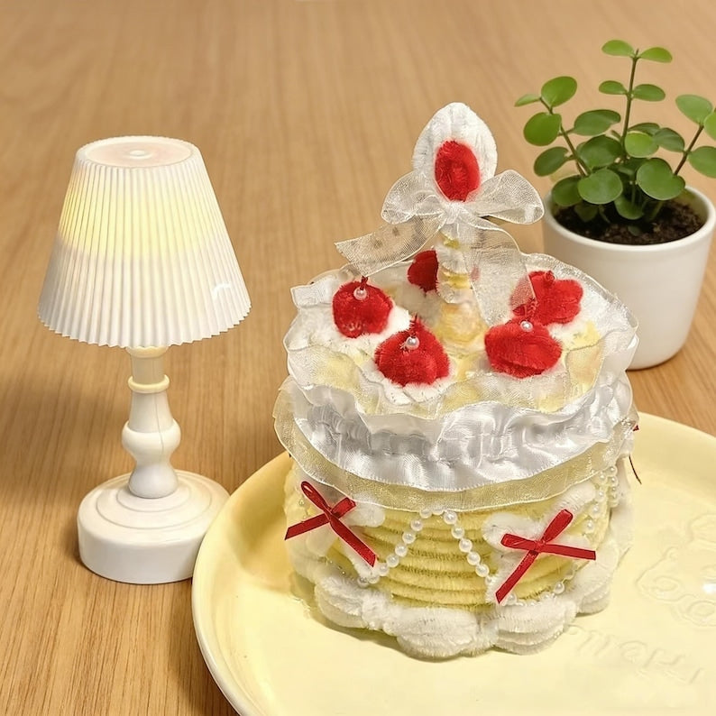 DIY Drut Pluszowy Pudełko do Przechowywania Ciasta Zestaw Kreatywny Uroczy Organizer na Biurko Ozdobny Dekoracja Stołu