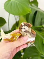 Puszysty druciany piesek dekoracyjny na biurko, 7.5 cm, doniczka na kwiaty, ręcznie robiony