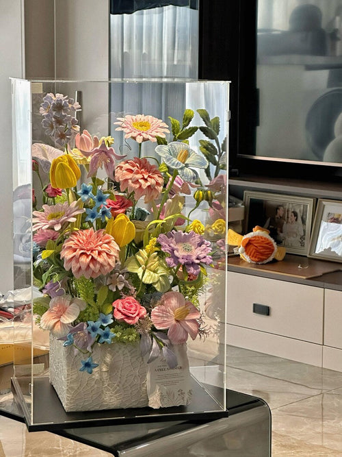 Boîte cadeau moelleuse avec fleurs éternelles, faite à la main