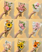 Bukiet Kwiatów z Drucików Szenilowych, Ręcznie Robiona Dekoracja Pokoju, Prezent na Ukończenie Szkoły, Niebiesko-Biały