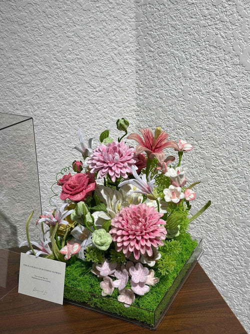 Boîte à fleurs duveteuse en acrylique, décoration faite à la main