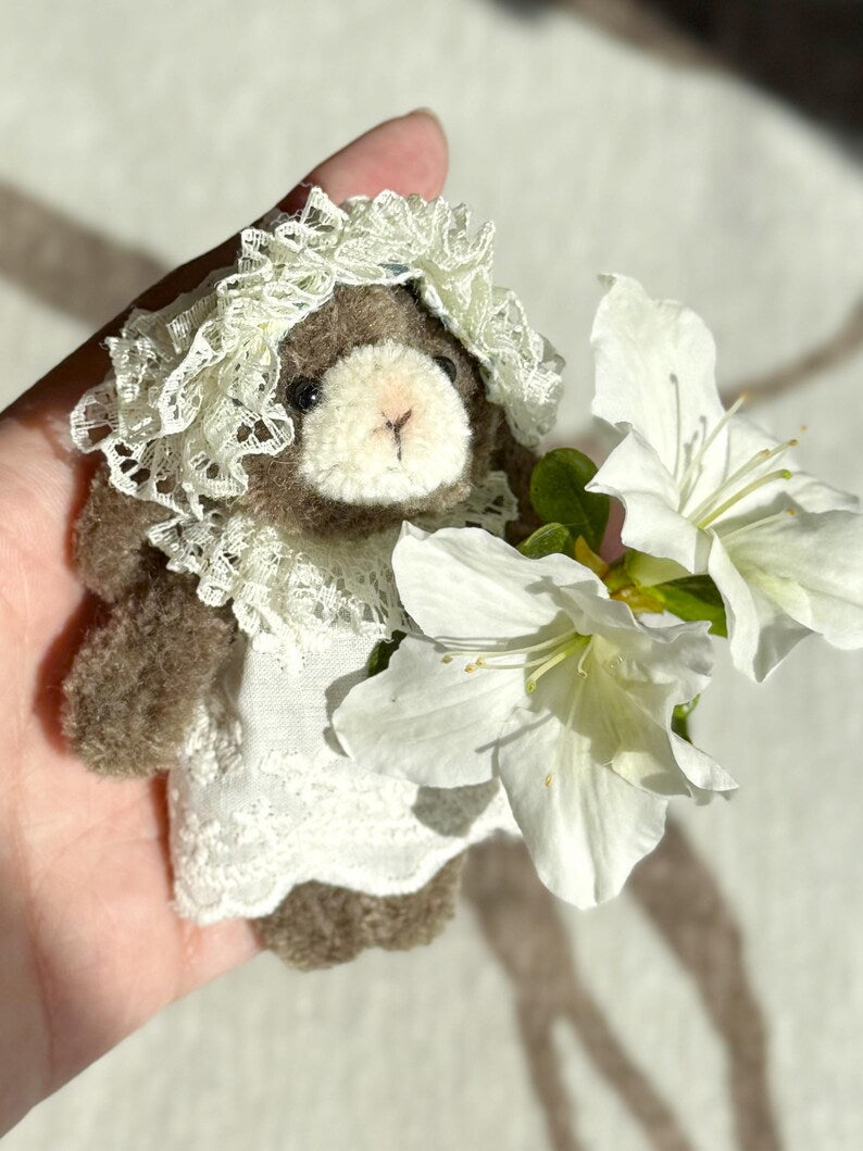 Miękki drut uchwyt na rośliny, mały wazon, dekoracja biurka, szenilowy króliczek, 9 cm
