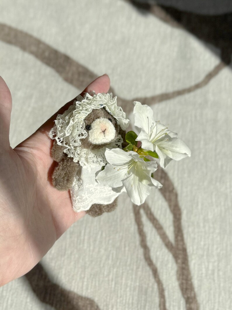 Miękki drut uchwyt na rośliny, mały wazon, dekoracja biurka, szenilowy króliczek, 9 cm