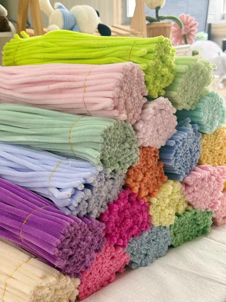 8 mm Super Dense Pipe Cleaner 30 cm, 100 szt., DIY Kwiaty Stem Chenille Stem, 104 kolory