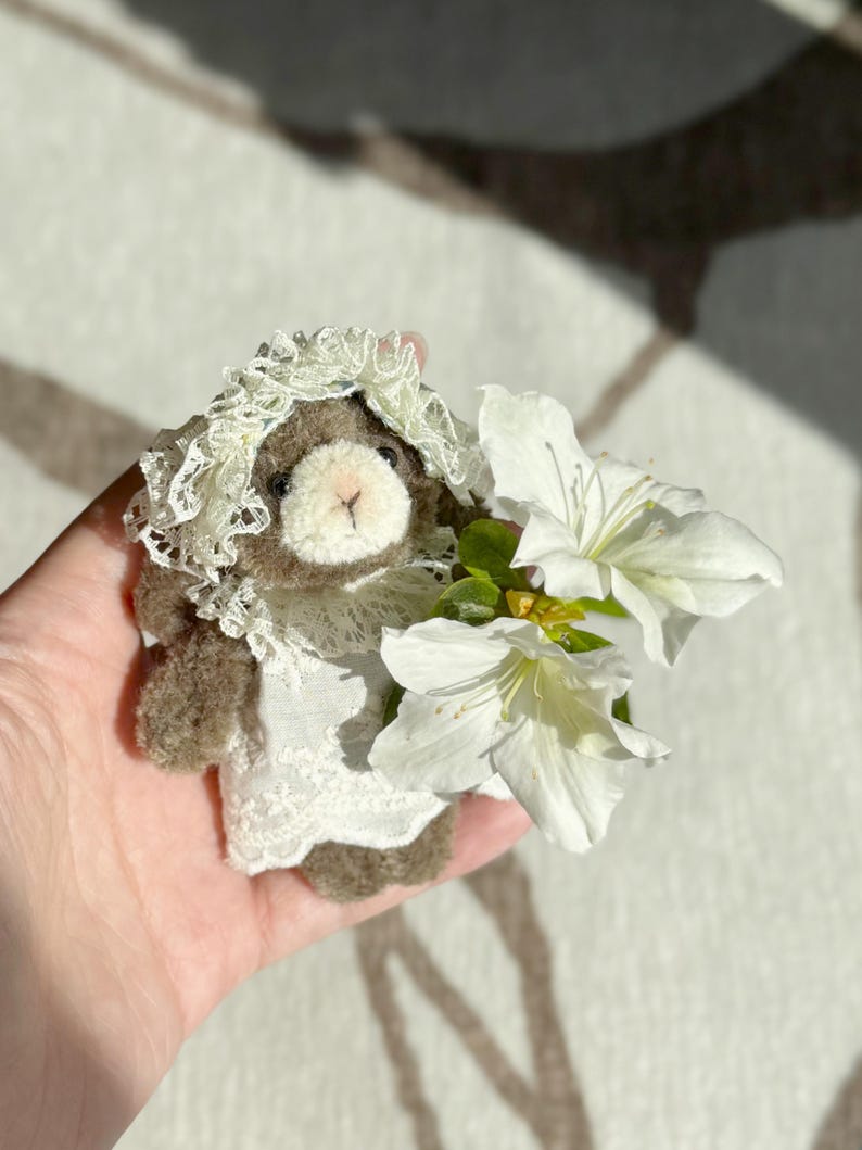 Miękki drut uchwyt na rośliny, mały wazon, dekoracja biurka, szenilowy króliczek, 9 cm
